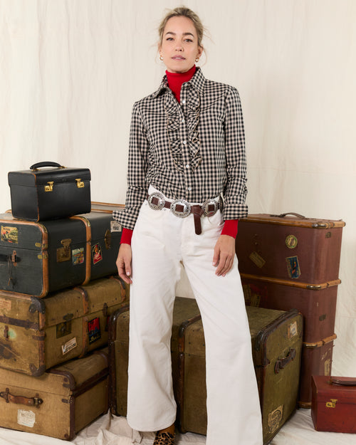 Single Frill Black Check