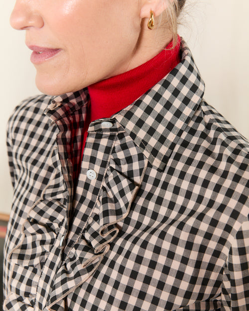 Single Frill Black Check