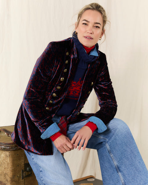 Military Jacket Printed Velvet