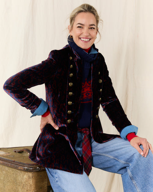 Military Jacket Printed Velvet