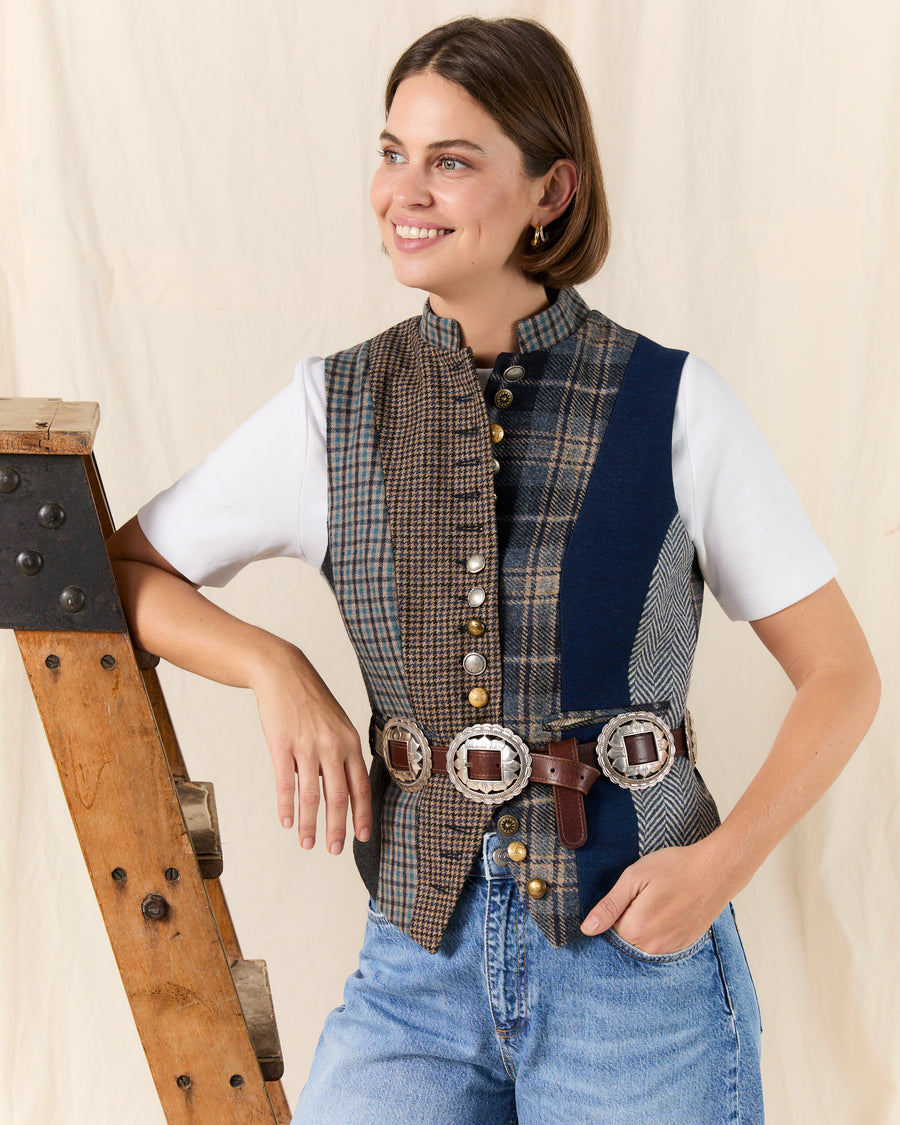 Clipper Waistcoat Patch Blue