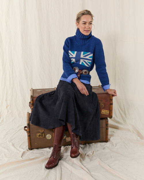 Prairie Skirt Suede Navy