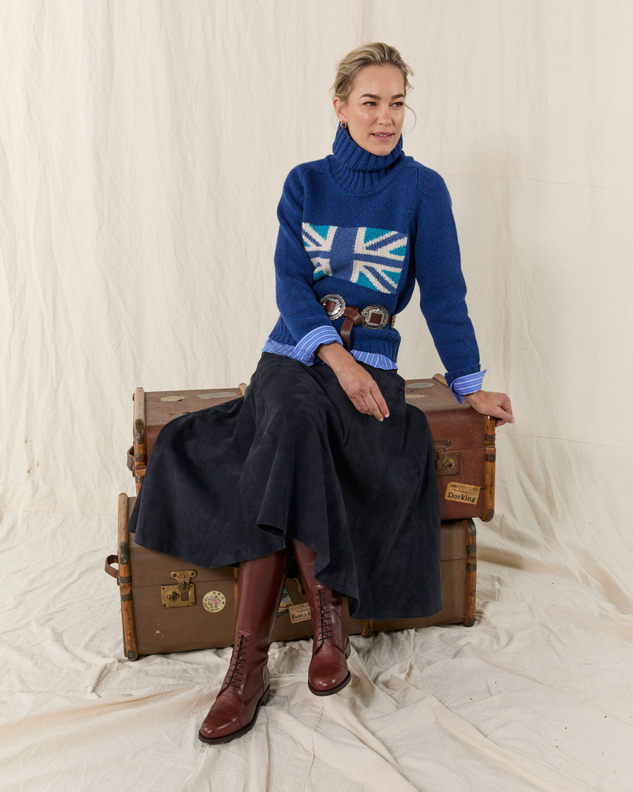 Prairie Skirt Suede Navy