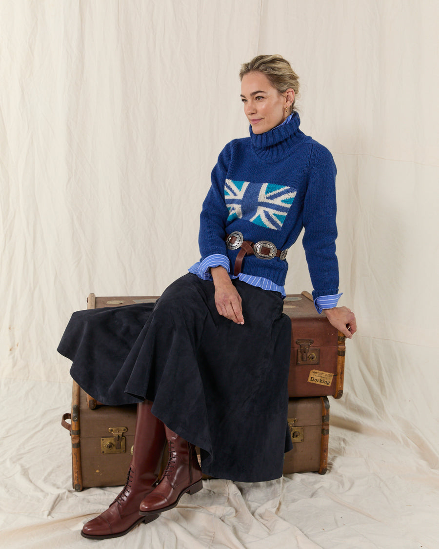 Prairie Skirt Suede Navy
