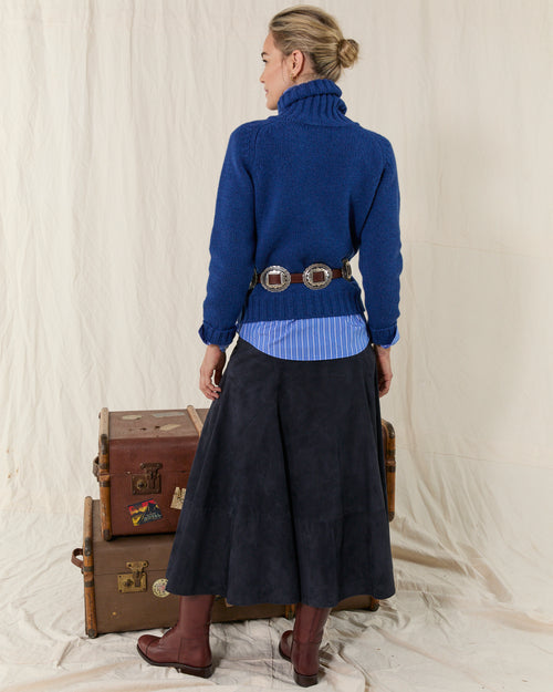 Prairie Skirt Suede Navy