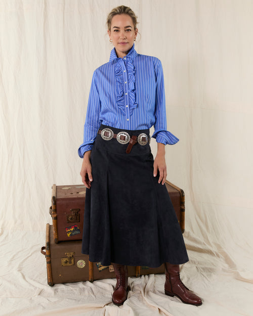 Prairie Skirt Suede Navy