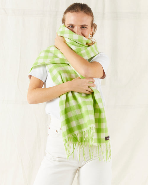 MOLOH Gingham Lambswool Scarf Lime