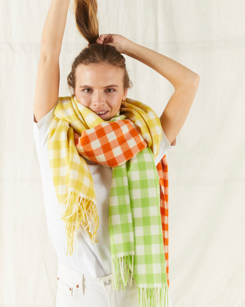 MOLOH Gingham Lambswool Scarf Buttercup