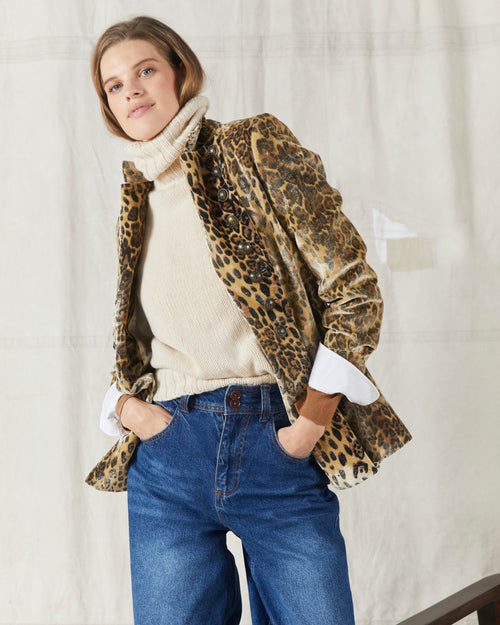 Military Jacket Velvet Leopard