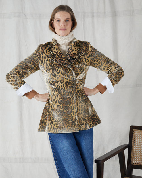 Military Jacket Velvet Leopard