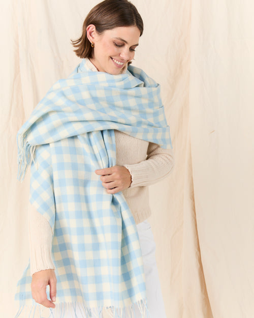 MOLOH Gingham Lambswool Scarf Powder Blue