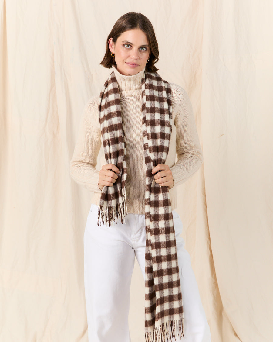 MOLOH Gingham Lambswool Scarf MOLOH Brown