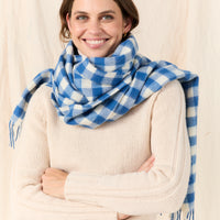 未使用級✨マディソンブルー SCARF COLLAR SH GINGHAM 00 MOLOH Gingham Lambswool Scarf Blue