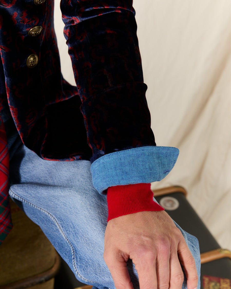 Military Jacket Printed Velvet