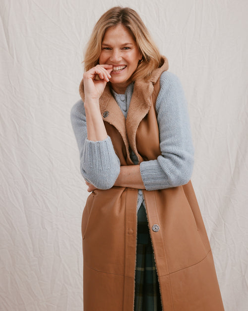 Shearling Gilet Camel