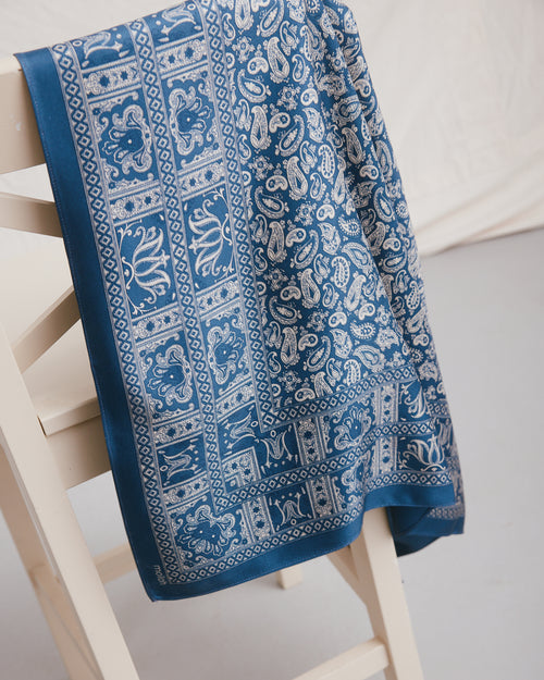 Paisley Blue Silk Scarf