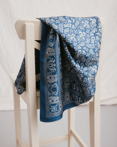 Paisley Blue Silk Scarf