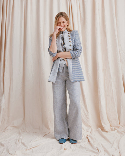 Military Jacket Linen Check