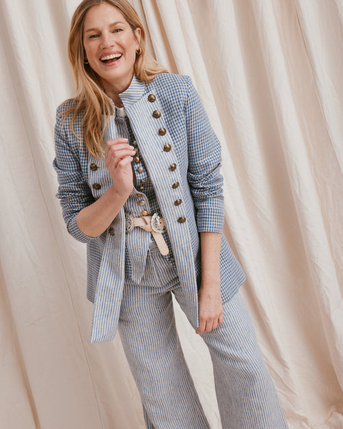 Military Jacket Linen Check