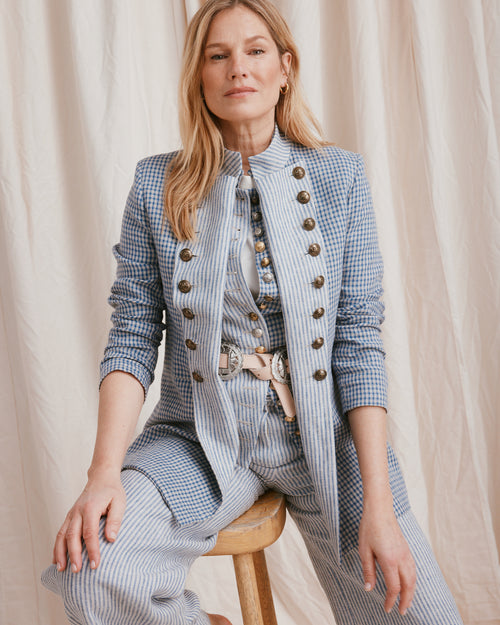 Military Jacket Linen Check