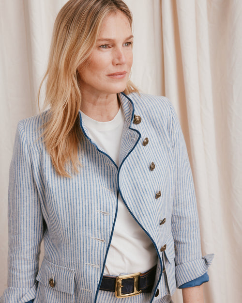 Hathaway Jacket Linen Stripe