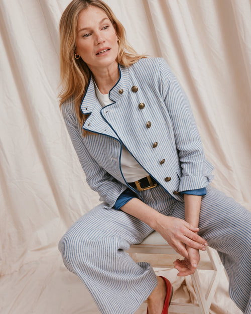Hathaway Jacket Linen Stripe
