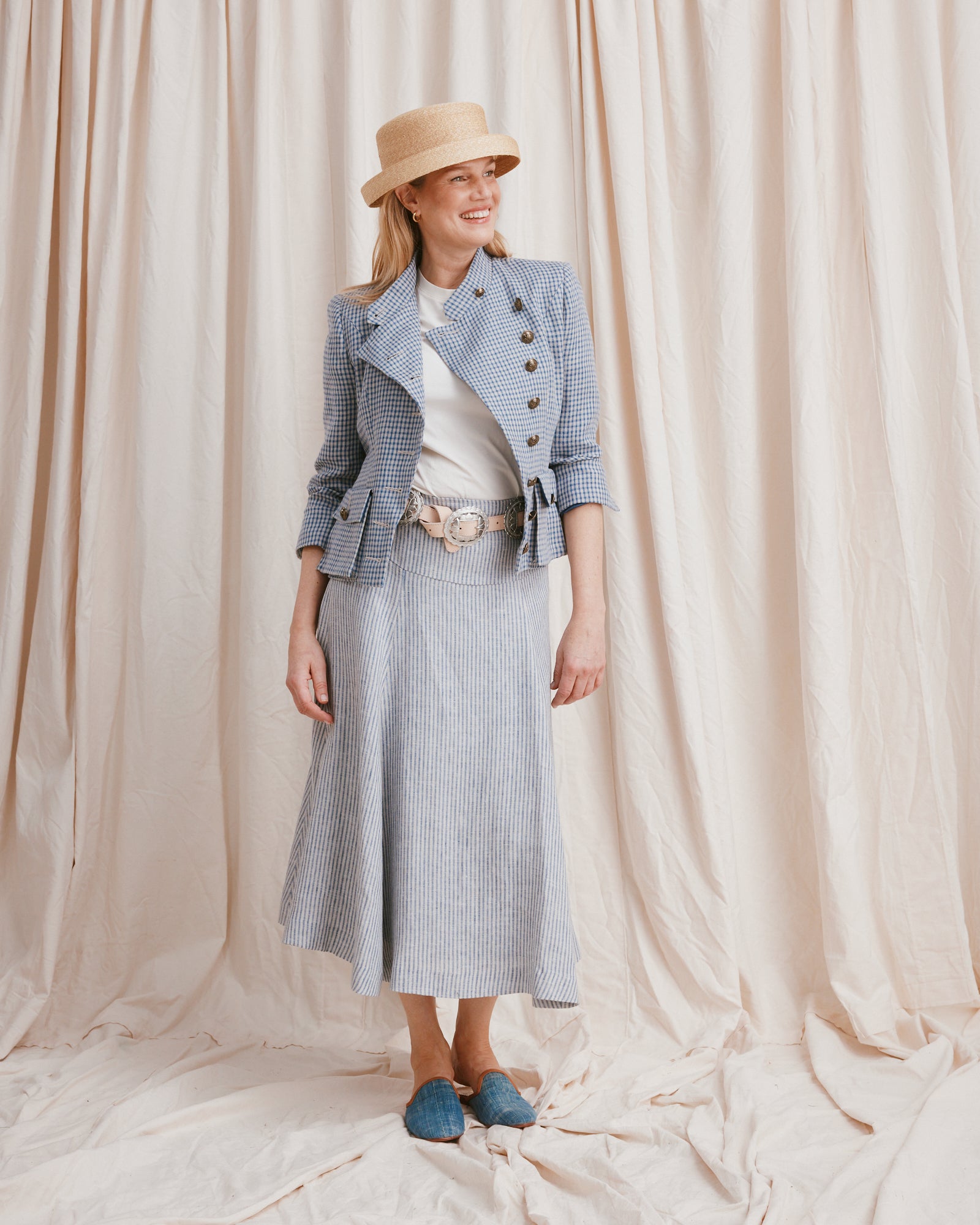 Prairie Skirt Linen Stripe – MOLOH
