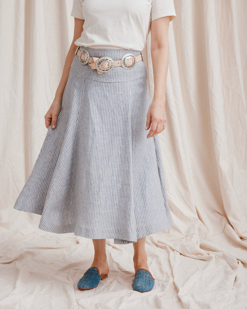 Prairie Skirt Linen Stripe