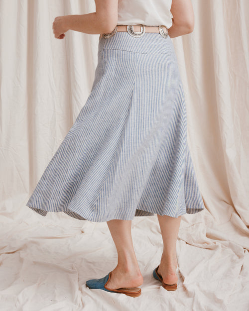 Prairie Skirt Linen Stripe