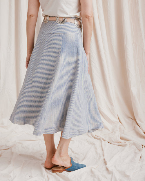Prairie Skirt Linen Stripe