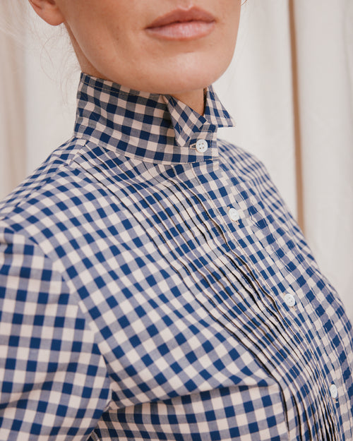 Flick Bib Shirt Gingham Navy