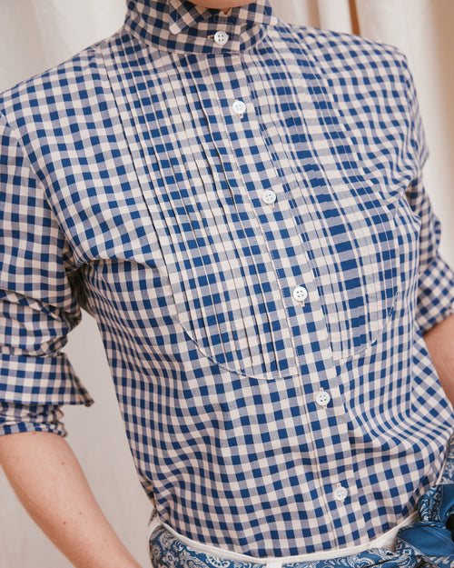 Flick Bib Shirt Gingham Navy