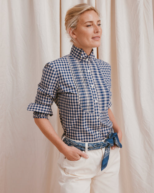 Flick Bib Shirt Gingham Navy