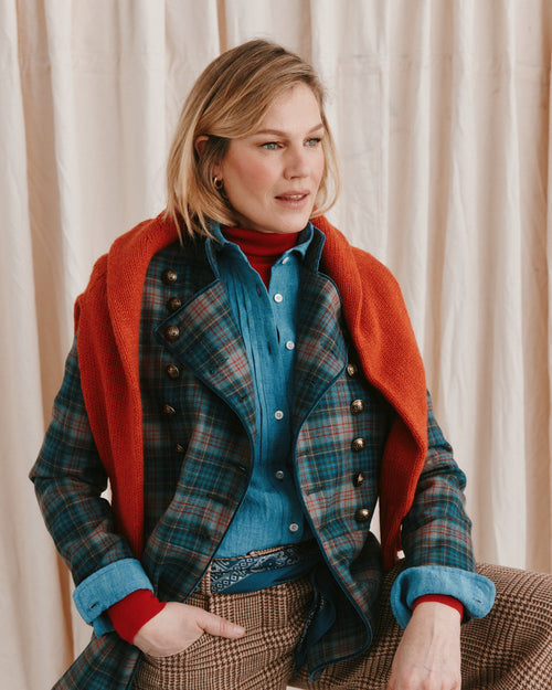 Military Jacket Teal Tartan