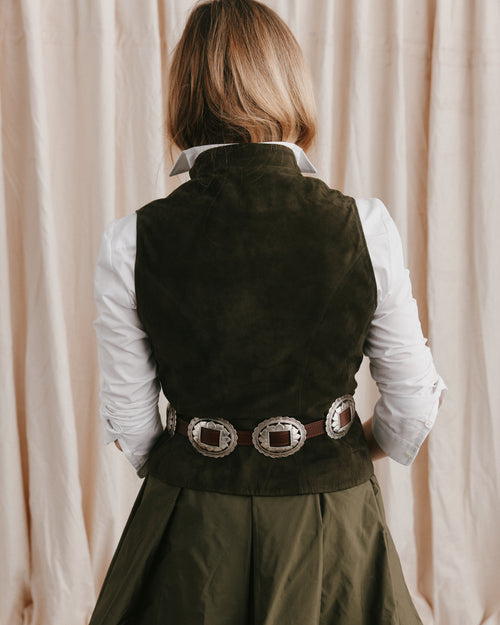 Vespa Waistcoat Olive Suede