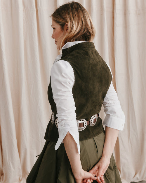 Vespa Waistcoat Olive Suede