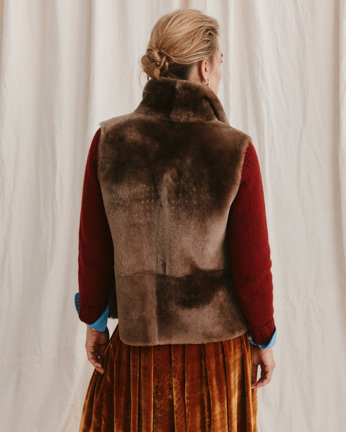 Reversible Shearling Gilet Taupe