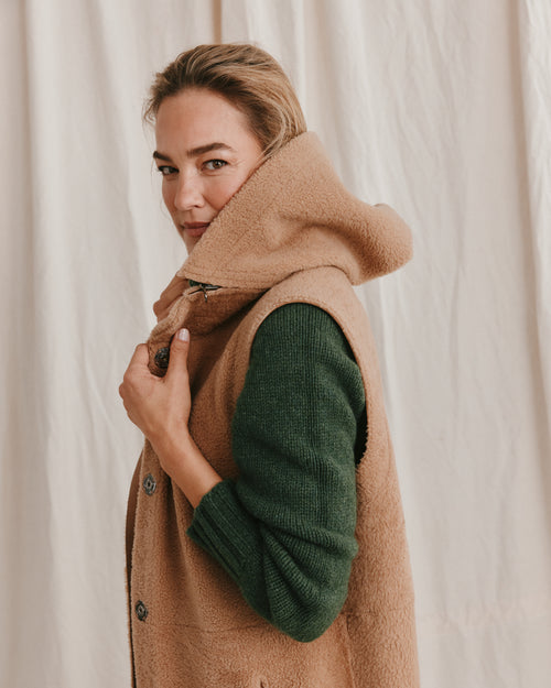 Shearling Gilet Camel