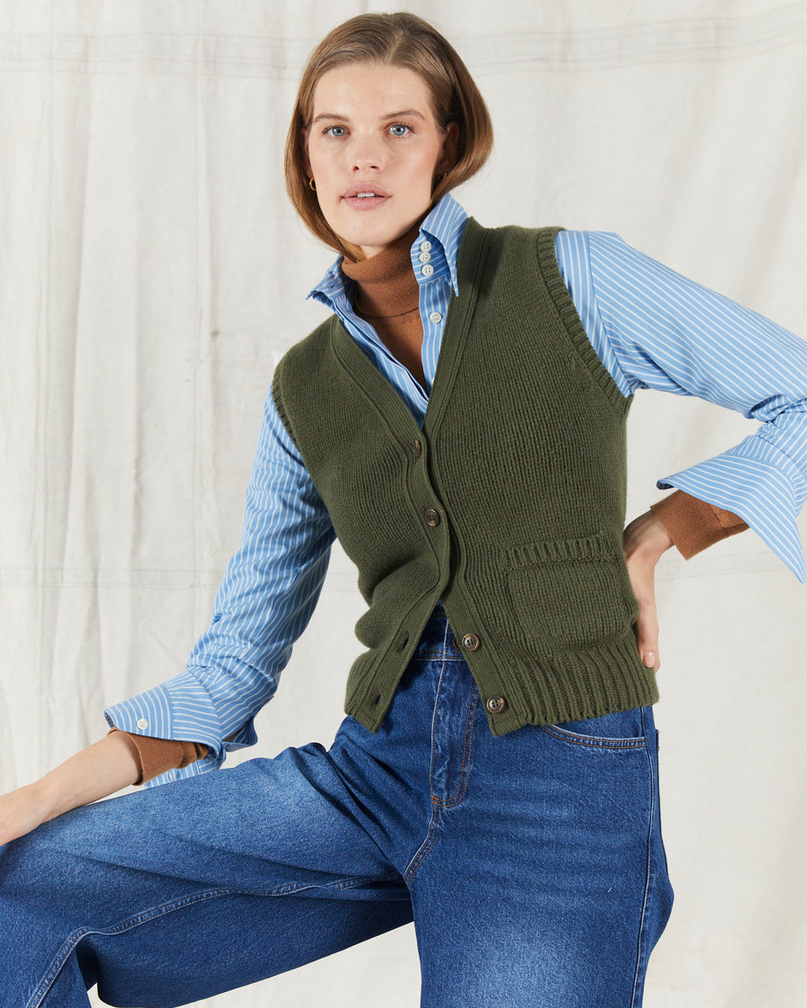 MOLOH Knitted Waistcoat Hunter Green