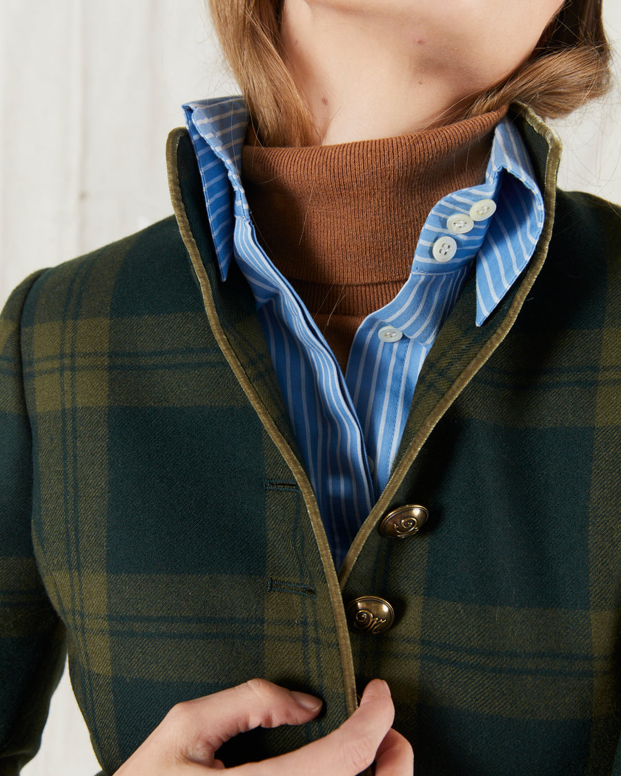 Commodore Coat Green Plaid