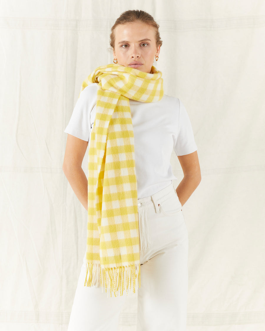 MOLOH Gingham Lambswool Scarf Buttercup