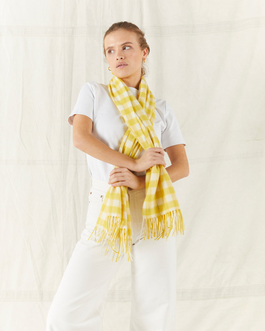 MOLOH Gingham Lambswool Scarf Buttercup