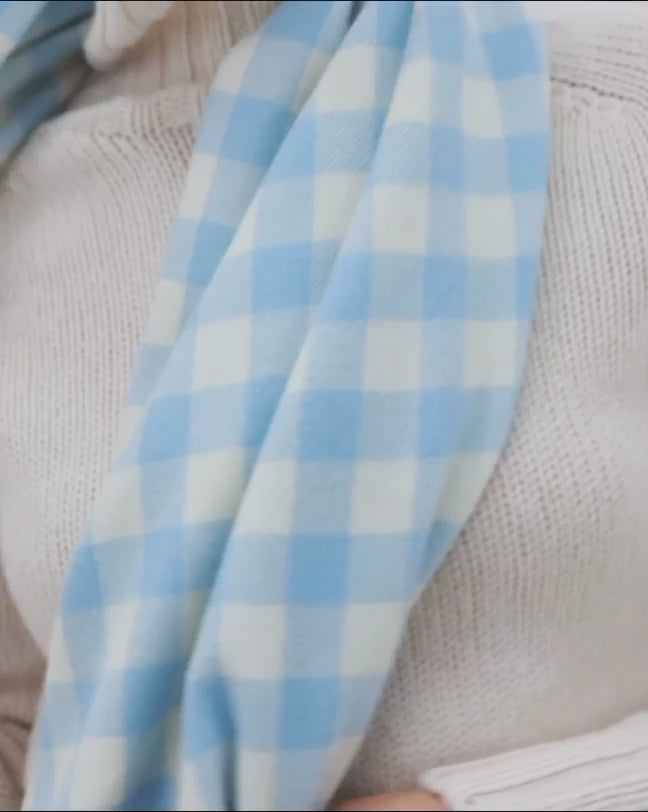 MOLOH Gingham Lambswool Scarf Blue